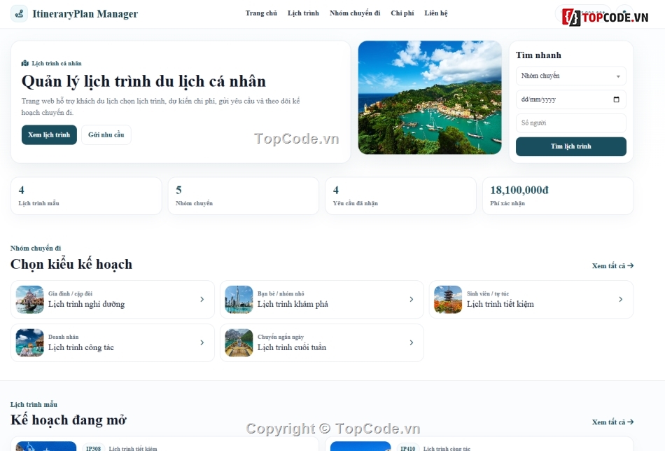 web quản lý,quản lý du lịch,quản lý cá nhân